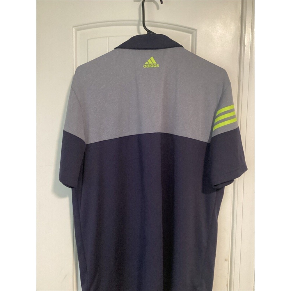 Adidas Golf Polo Shirt Size Large Short Sleeve Two Tone Blue Color Block - Picture 3 of 3